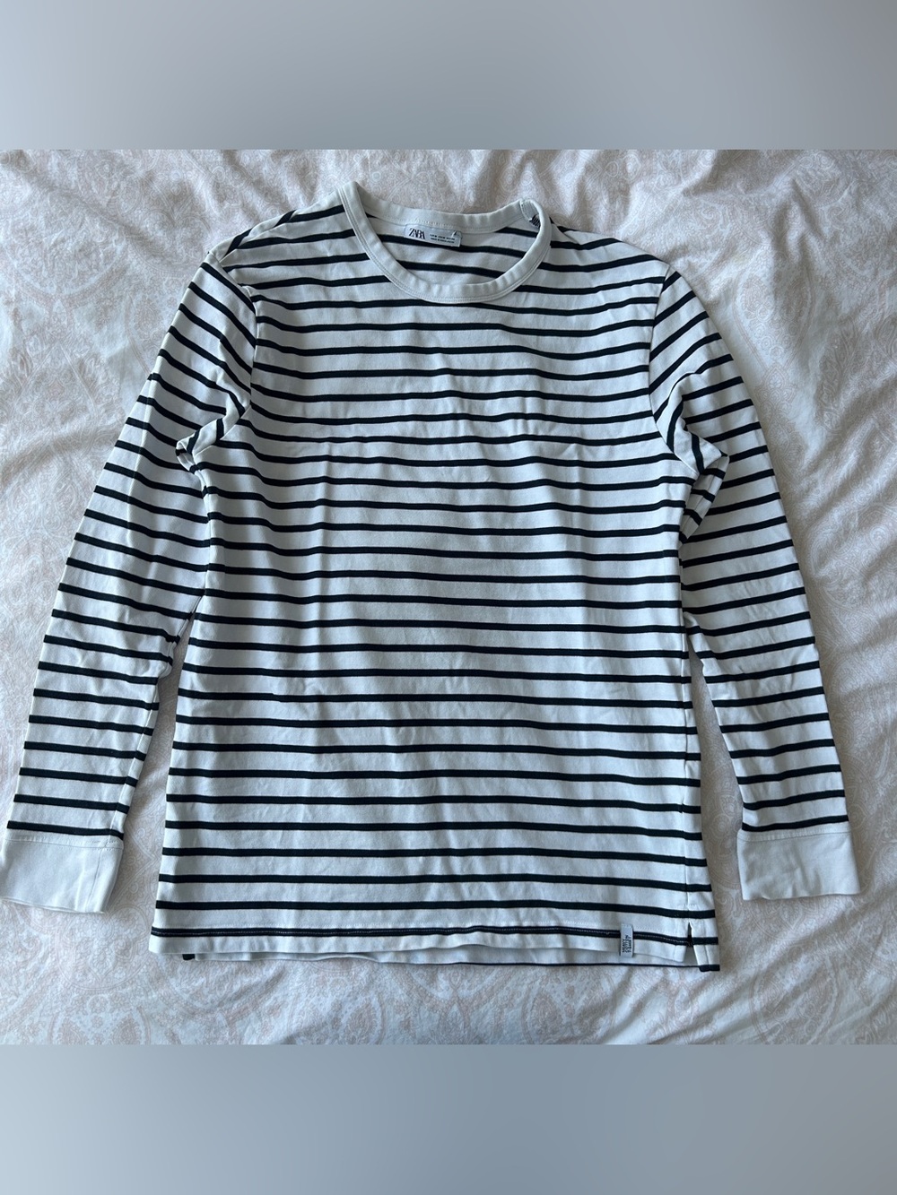 Zara Kids Navy & White Striped Long Sleeve Tee
